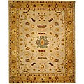 Handmade Tribal Ivory/ Gold Wool Rug (6' x 9')