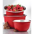 Stainless Steel 3-piece Red Mixing Bowl Set