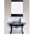 Solid Wood Wall-mount Glass Sink Vanity and Shelf