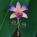 Goldplated Natural Orchid 'Glorious Dawn' Stickpin (Thailand)