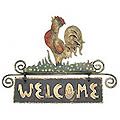 'Rooster Sings Welcome' Iron Welcome Sign (Mexico)