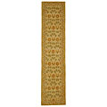 Handmade Ancestral Tree Ivory/ Green Wool Runner (2'3 x 12')