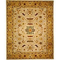 Handmade Tribal Ivory/ Gold Wool Rug (9' x 12')