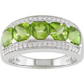 14k White Gold Peridot 1/4ct TDW Diamond Ring