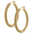 14k Yellow Gold Diamond-cut Hoop Earrings