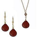 Charming Life 14k Goldfill Carnelian Necklace and Earring Set