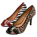 Adi Designs Women's Animal Print Peep-toe Pumps
