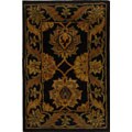 Handmade Heritage Mahal Black Wool Rug (2' x 3')
