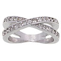 Tressa Sterling Silver Criss-cross Fashion CZ Ring