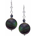 Charming Life Sterling Silver Black Mother of Pearl Earrings