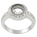 Sterling Silver Rounded CZ Ring with Glass Cover
