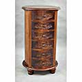 Carved Wood Round 6-drawer Jewelry Chest