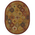 Handmade Diamond Bakhtiari Multi/ Red Wool Rug (7'6 x 9'6 Oval)