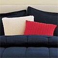 Cream and Red Cable Knit Pillow Set