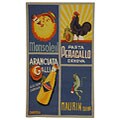 Hand-hooked Vintage Poster Blue Wool Runner (2'6 x 4')