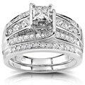 14k White Gold 1ct Diamond Princess Cut Bridal Ring Set (HI, I1-I2)