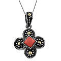 Sterling Silver Red Coral Butterfly Necklace