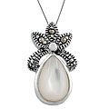 Sterling Silver Mother of Pearl Crown Necklace