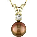 Cultured Tahitian Brown Pearl 1/5ct Diamond Pendant