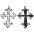 Stainless Steel and Carbon Fiber Cross Necklace