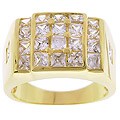 14k Yellow Gold Overlay Men's Surface Fire CZ Ring