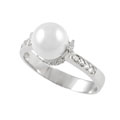 Tressa Sterling Silver with Faux Pearl CZ Ring