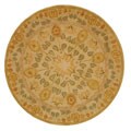 Handmade Ancestral Tree Ivory/ Green Wool Rug (6' Round)