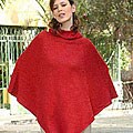 'Red Riding Hood' Alpaca Wool Poncho (Peru)