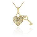Icz Stonez 18k Gold over Sterling Silver Cubic Zirconia Heart and Key Necklace