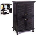 Computer Armoire with Distressed Black Finish