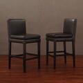 Leather Cushion Counter Stools Dark Brown (Set of 2)