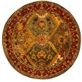 Handmade Heritage Kerman Burgundy Wool Rug (3'6 Round)