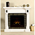 Alexander White Electric Fireplace with Gray Slate Tiles