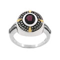 Glitzy Rocks SS Rope Design Oxidized Garnet Ring