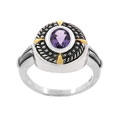 Glitzy Rocks Sterling Silver Rope Design Oxidized Amethyst Ring