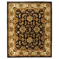 Handmade Heritage Kashan Black/ Beige Wool Rug (9'6 x 13'6)