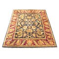 Hand-knotted Indo Agra Black/ Red Rug (9' x 12')