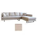 Beatrice Cream Microfiber Sofa with Chaise Set