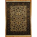 Indo Tabriz Hand-knotted Rug Ivory/ Black (5' x 7')