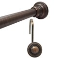 Finial Rubbed Bronze Shower Rod and Hook Set
