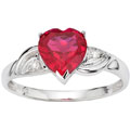 10k White Gold Diamond and Ruby Heart Ring