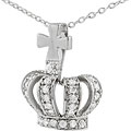 Tressa Sterling Silver CZ Crown with Cross Pendant