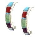 Sterling Silver Multi-gemstone Half-hoop Earrings