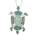 Sterling Silver Opal and Turquoise Turtle Necklace