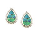 Sterling Silver Turquoise and Opal Earrings
