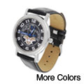 Geneva Platinum Men's Leather Band Watch
