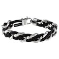 Stainless Steel and Leather Woven Bracelet