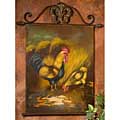 Hand-painted Rooster and Chicken Metal Wall Art