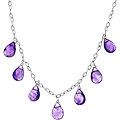 Charming Life Sterling Silver Amethyst Briolette Drop Necklace