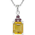 Sterling Silver Citrine and Rhodolite Necklace